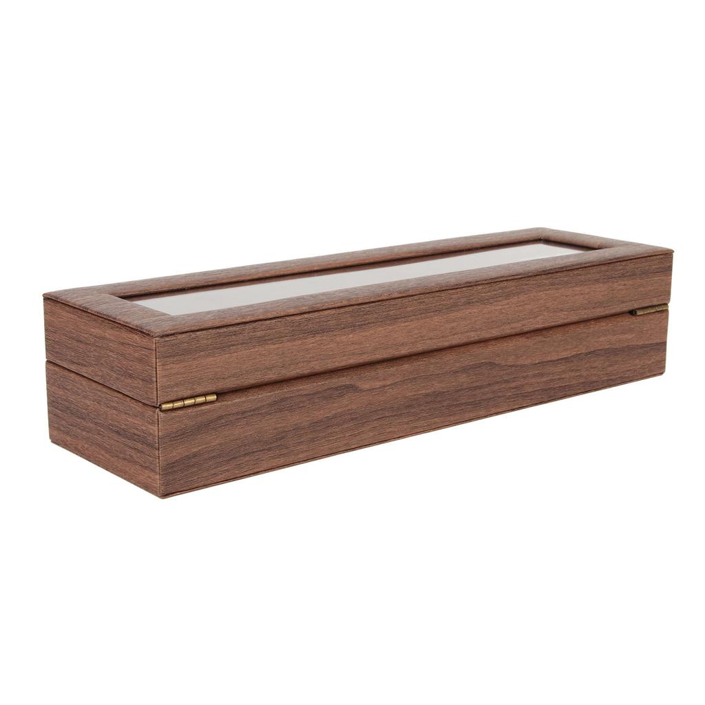 Watch Box Soft Detachable 6 Slots Large Capacity Watch Organizer Case with Glass Top for Storage Display 6 Slots