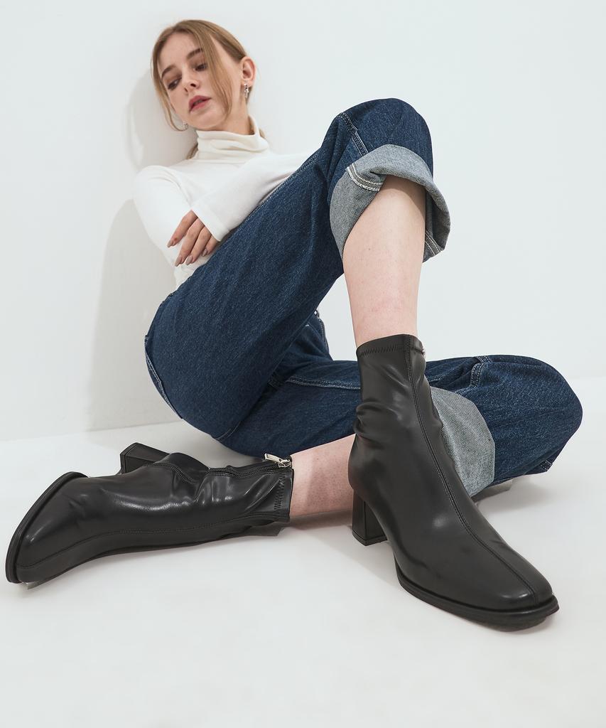 Salt And Chocolate Square Toe Basic Stretch Ankle Boots 412246018 (5.5Cm/3Color)