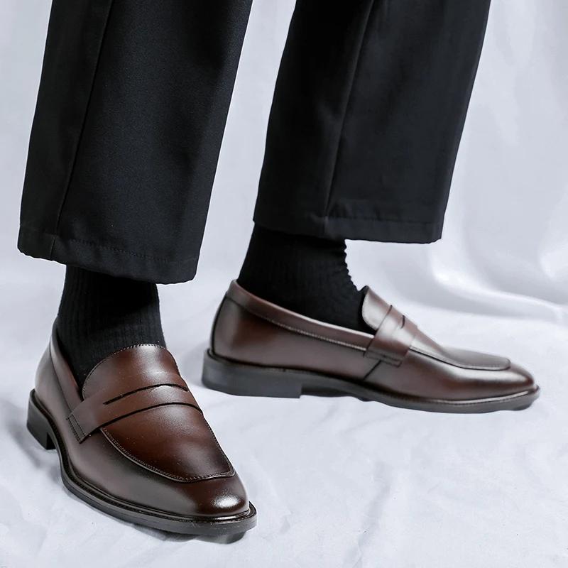 Fashion Luxury Brand Loafers for Men Leather Casual Shoes Italy Wedding Dress Business Office Shoes Pointy Men Formal Shoes Driving Shoe