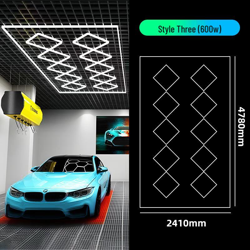 Hexagonal Waterproof LED Honeycomb Lamp for Gyms, Barbershops, and Car Washes.