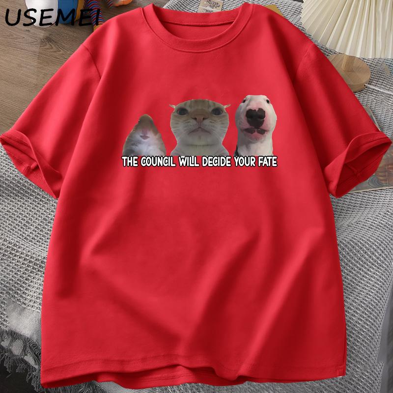 Funny Cat Meme Tee Shirt Graphic T Shirts Men Women Silly Animals Tshirt Oversized Designer Tees Unisex Streetwear S