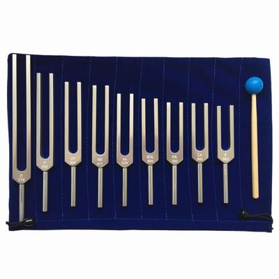 Ideastore Kristall Stimmgabeln für und Set mit 9 mit Basis Heilung, Reinigung, Meditation, Yoga,