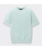 Keoseuuteommellou Green Stripes Textured Half Sweater Cwwam26423Grx