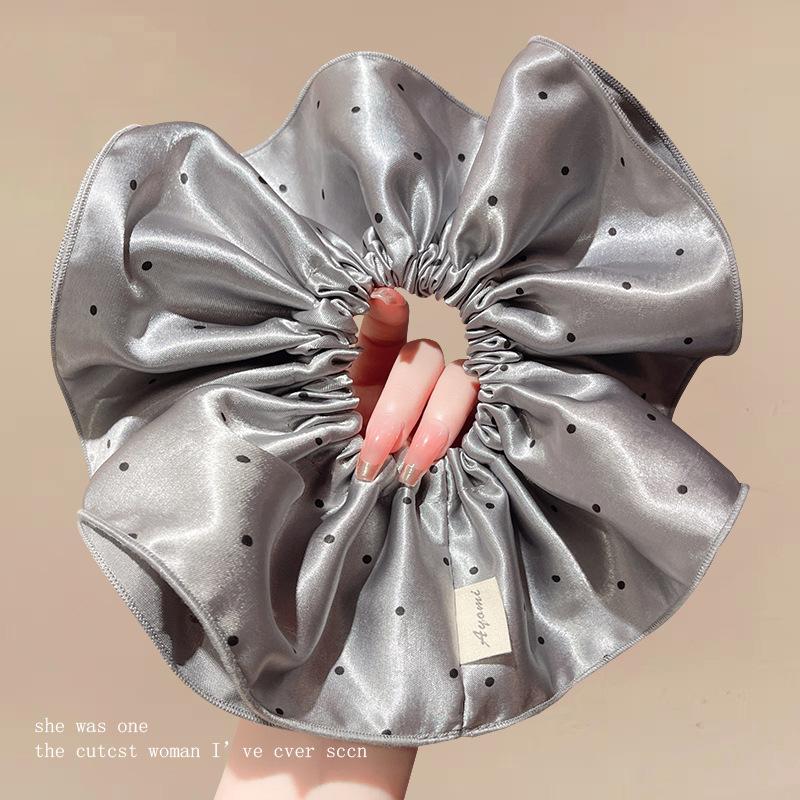 Korean Style Double-layered Polka Dot Scrunchie, Fashionable and Sophisticated Hair Tie, Simple and Versatile Square Scarf Hair Accessory for Women