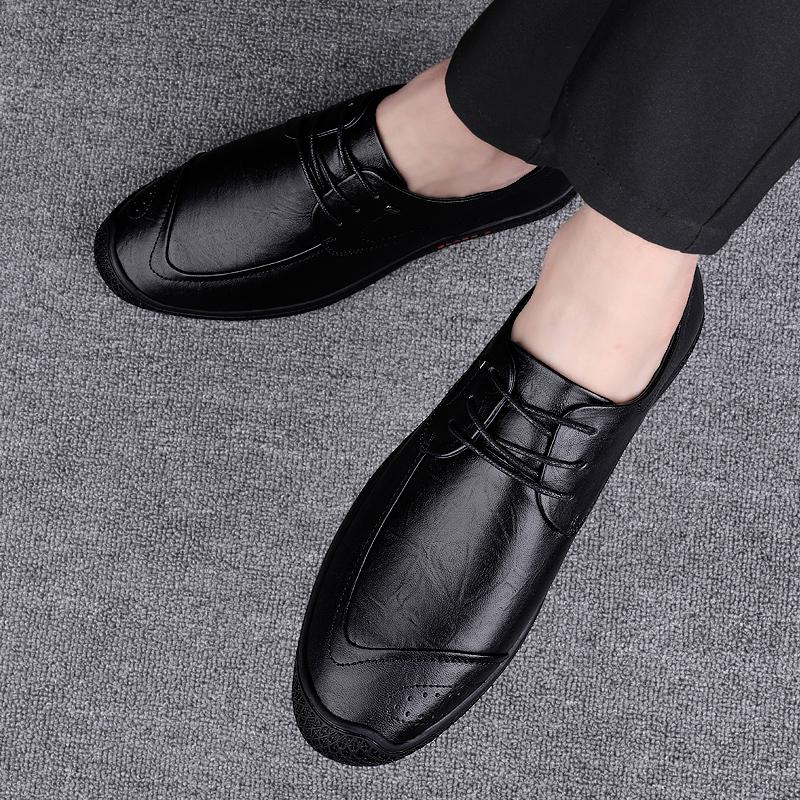 Men's Male Casual British Business Cow Genuine Leather Shoes  Flats Spring Autumn Offices Formal Shoes 2024 New