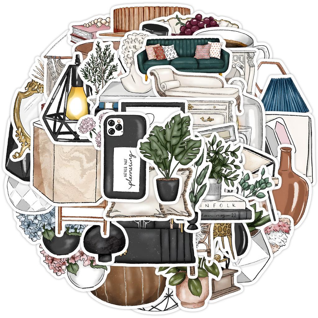 50 Boho Style Home Graffiti Stickers Water Cup Computer Waterproof Decoration Stickers Creative DIY Stickers