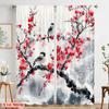2pcs,2D Plane Printing Light Filtering Curtains Winter Blossoms Versatile Polyester (without Rod) Holiday Use for Various Rooms,