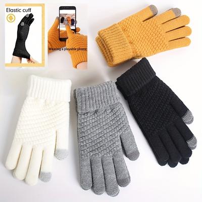 Winter Full-finger Knit Gloves for Both Men and Women, Touchscreen Warm Gloves for Outdoor Riding