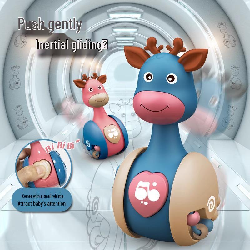 Gliding Fawn Wobbler: Soothing Early Education Toy for 3-6 Months, Crawling Guide for 0-1 Year Infants