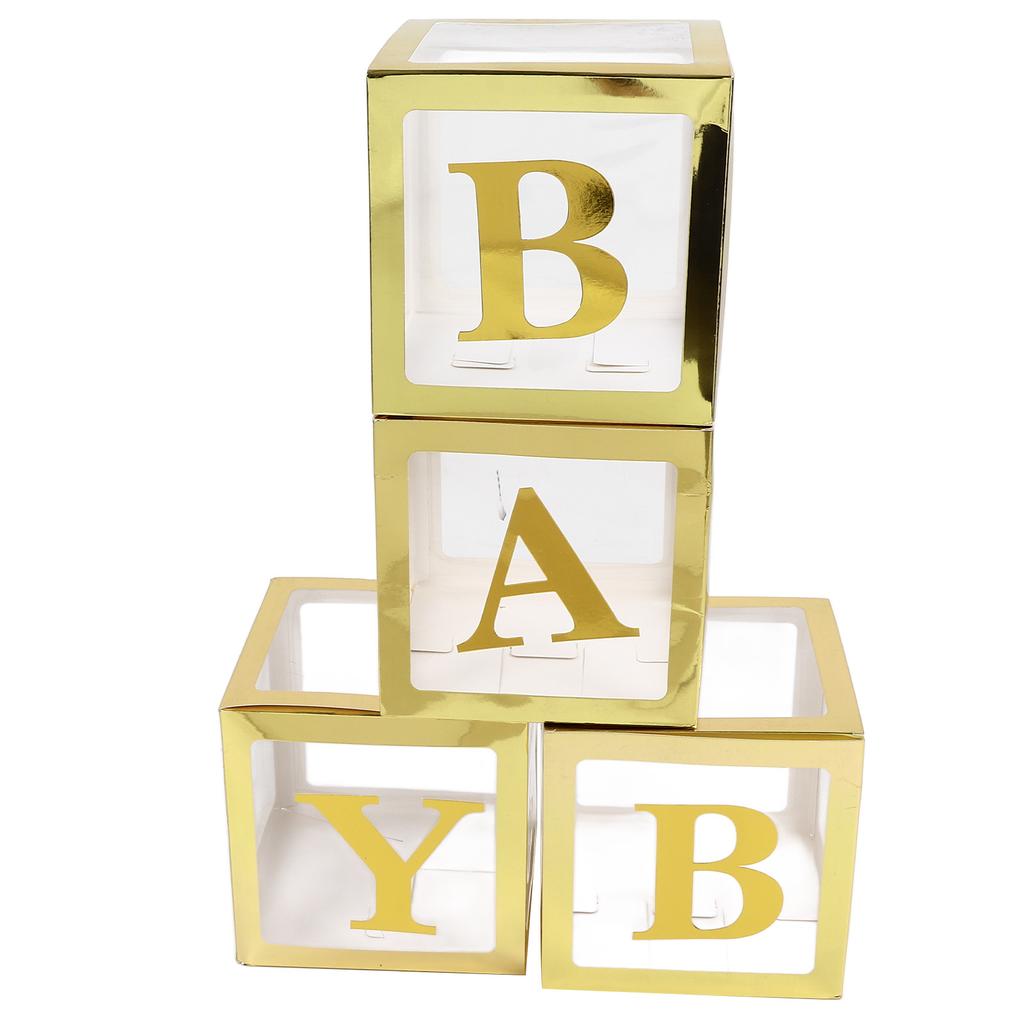 Baby Shower Balloon Box Safe Harmless Golden Transparent Pre Folded Paper Plastic Clear Baby Boxes
