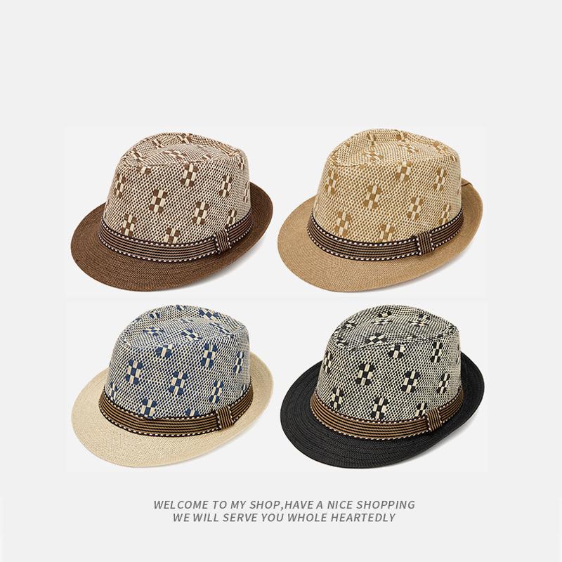 Straw Hat Summer Middle-Aged Men's Small Hat British Jazz Hat Outdoor Sun Protection Sun Hat Beach Hat