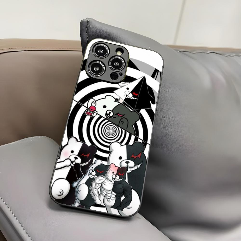 D-Danganronpa Monokuma Phone Case for Iphone 17 Air 16 15 14 12 11 13 Pro Max Mini X Xr Xs Puls Black Glass Cover