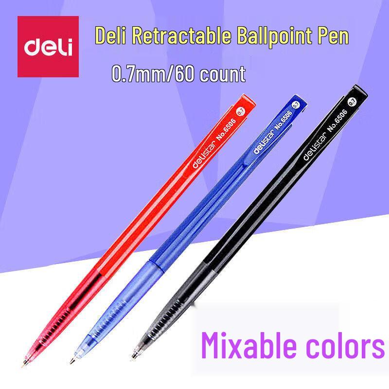 Deli Retractable Ballpoint Pen Set, 0.7mm