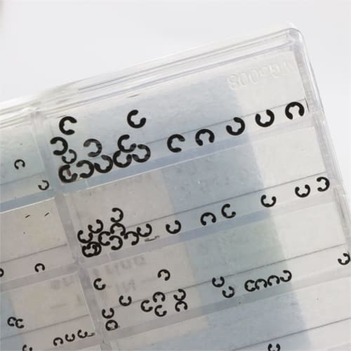 2023 150Pcs Assorted 10 Sizes Chronograph Watch Pusher Button Clips Circlip Snap Ring with Plastic Box