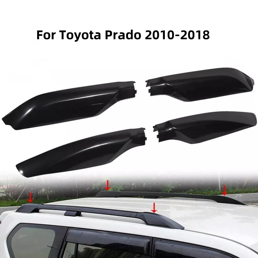 4Pcs Glossy Black Roof Rack Rail End Cover Cap For Toyota Prado 2010-2018