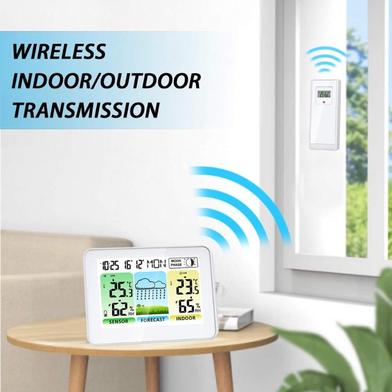 Multifunction Digital Weather Clock Color Screen Temperature Monitor And Alarm Timer Comfort Display for Home