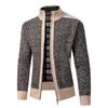 2025 Men's Solid Color Knit Zipper Cardigan - Thick Plus Velvet Coat for Autumn & Winter