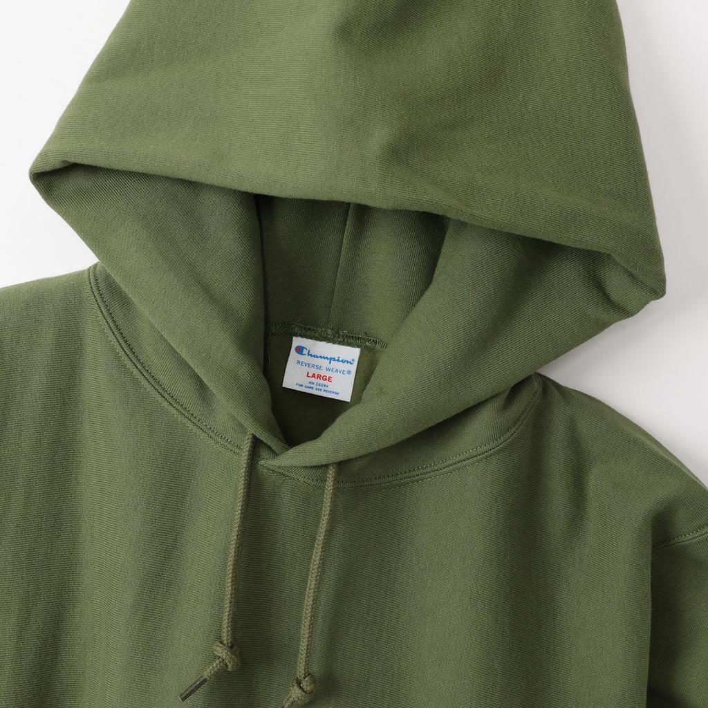 Champion Hooded Long Sleeve with Size Small Men's Reverseweave® Sweatshirt, One-Point Logo, C3-Y116, Olive,
