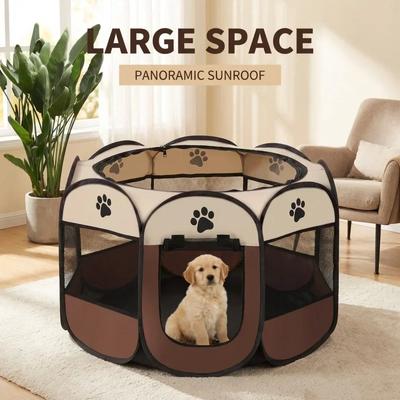 Octagonal Pet Playpen Foldable Pet Tent Oxford Fabric Scratch Resistant Portable Dog Cat Cage Puppy Kitten Birthing Nest Bed