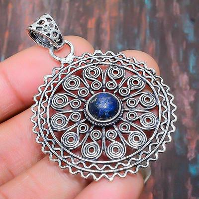 Lapis Lazuli Drágakő 925 Sterling Ezüst Kézzel Készített Káprázatos Ékszer Medál
