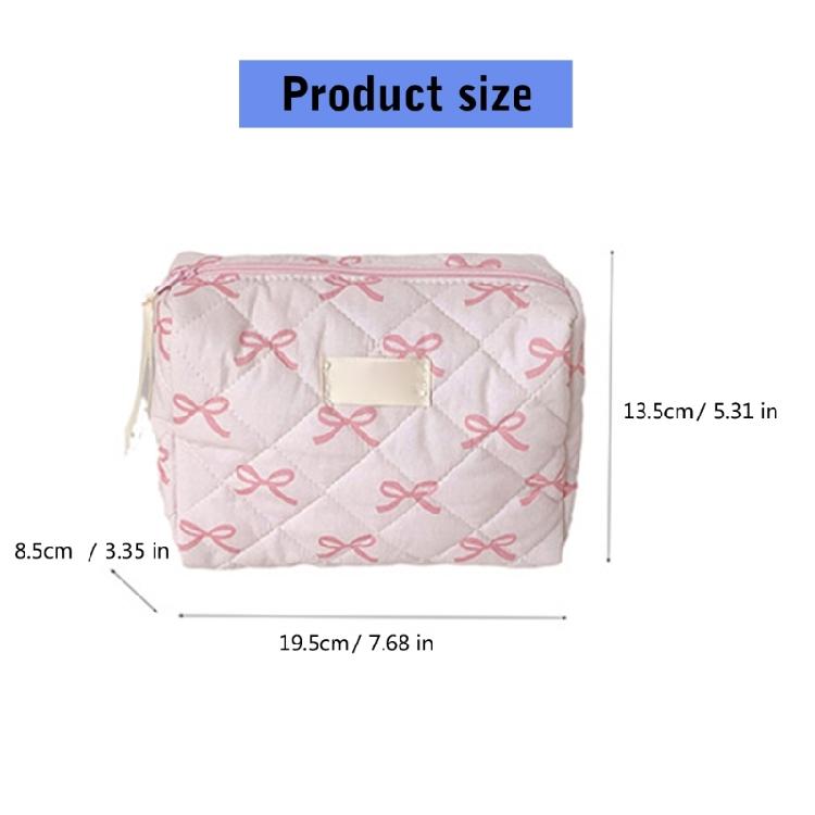 Przestronna kosmetyczka zapinana na zamek błyskawiczny na kosmetyki do pielęgnacji skóry Stylowy nadruk z kokardką Organizer na przybory toaletowe Pojemnik do przechowywania kosmetyków