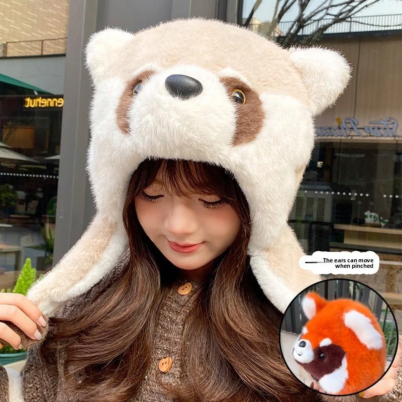Plush Eared Beanie Hat With Moving Ears For Winter Warmth And Windproof Comfort
