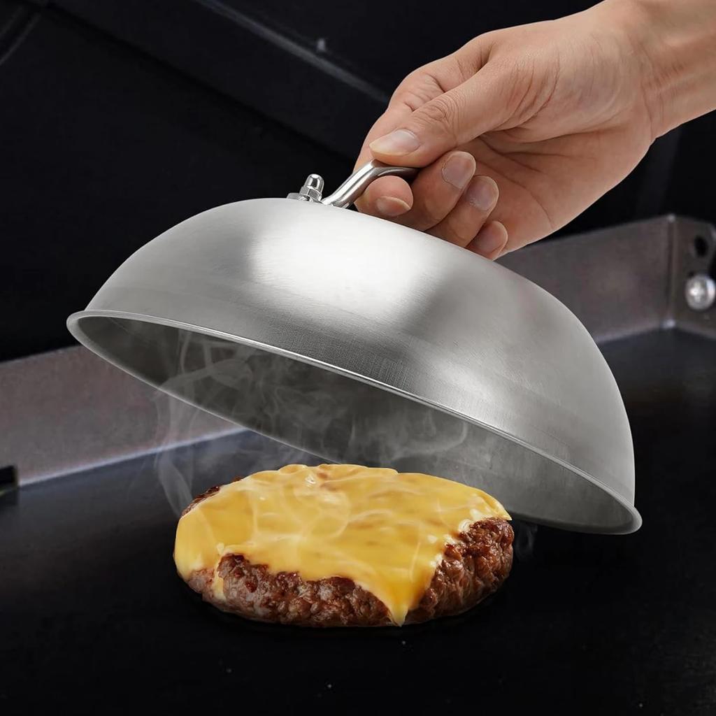 3Pcs Stainless Steel Frying Pan Covers Steak Barbecue Burger Pot Lids Round Covers Universal Restaurant Cookware Kitchenware