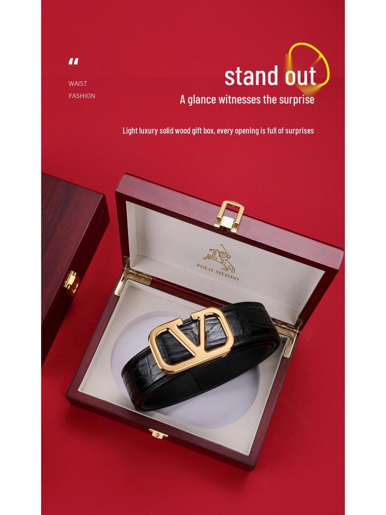 Paul Messier Herren Glatte Schnalle Alligatorleder Gürtel PL608101