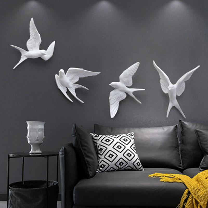 Nordic Creative White Resin Bird Figurines Home Decoration Art Crafts For Living Room Shelves Wedding Party Ornaments