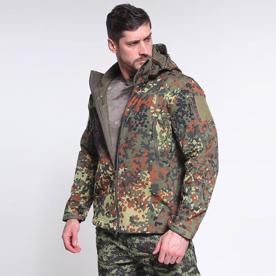 Men s Waterproof Camouflage Soft Shell Jacket - Warm, Wear-resistant, Hooded Tactical Design (2026) XXL