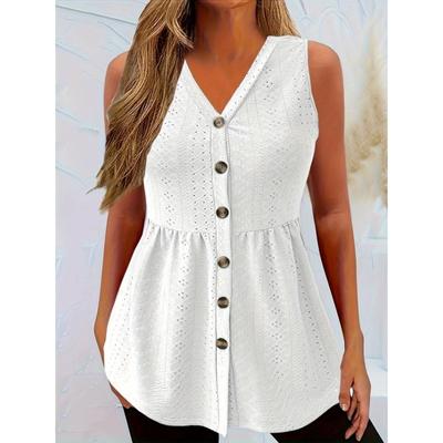 Summer Women's Vest Twisted Button Water-soluble Jacquard Casual Sleeveless Top