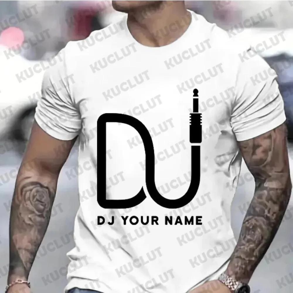 Oversized T-Shirt Men Women Dj Custom Tees Custom DJ Name T-shirt Personalized DIY Techno Music Tees Disc Music Love Clothing