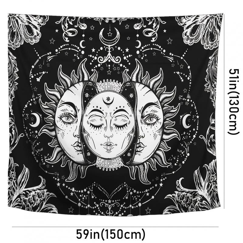 VIKAMA Astrology SunMoon Mandala Tapestry BohemianStyle Wall Hanging Suitable for Living Room or Bedroom Home Decor