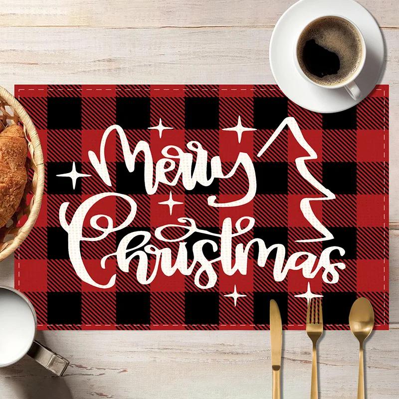 New Christmas Printed Placemats Cross-border Holiday Party Dining Table Thermal Insulation and Anti-pollution Dining Table Mats