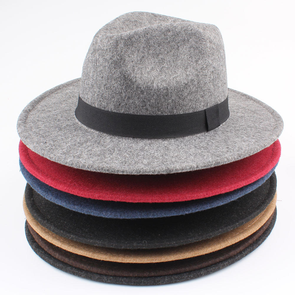 Women Men Unisex Felt Trilby Hats Wide 