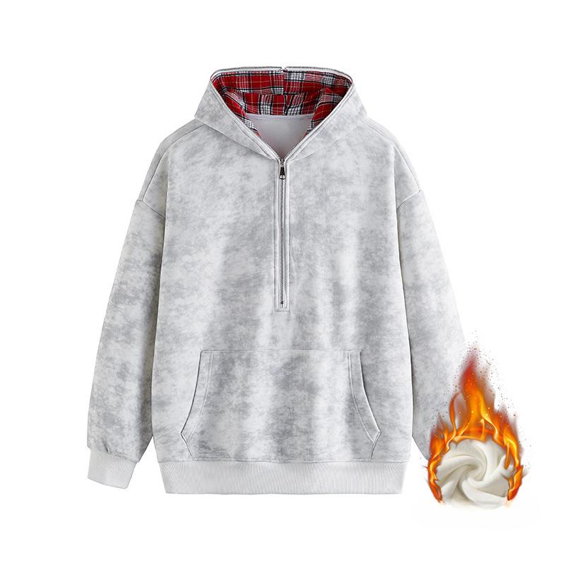 New Autumn and Winter Men's Washing Dirty Cloth Fleece Large Size Fake Two-piece Sweatshirt Coat Men's Top