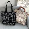 Cute Cat Graphic Canvas Tote Bag Japanese Cartoon Casual Shoulder Bag Fashion Shopping Handbag for Women Girls