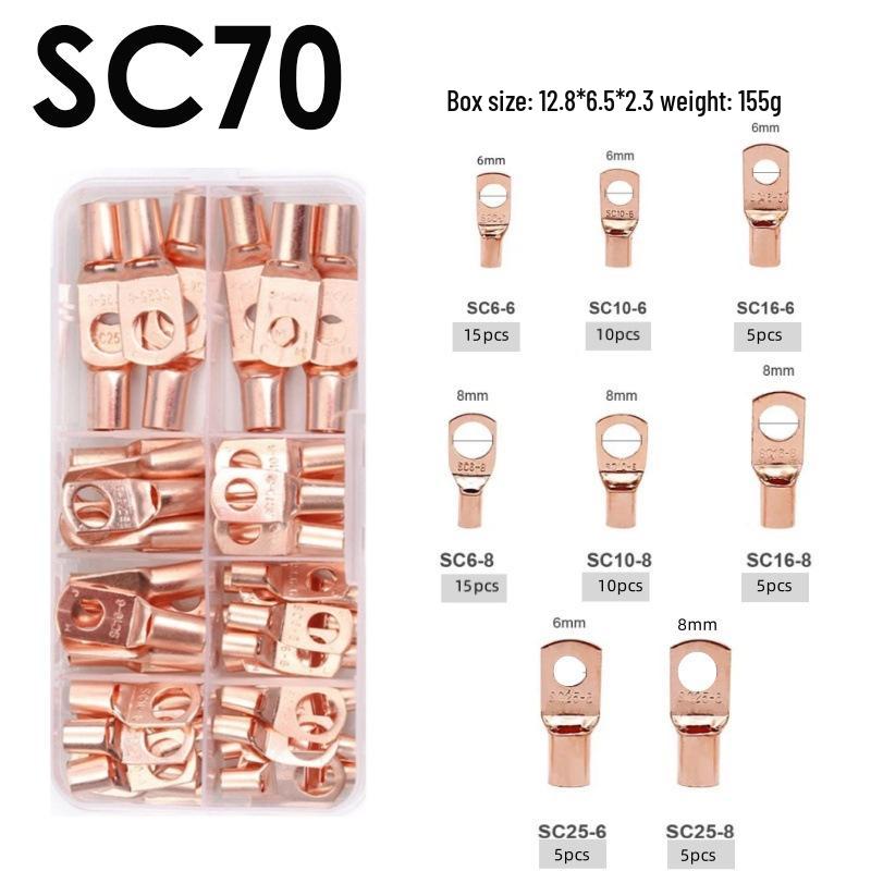 Copper Tube Terminals Set: 80-SC Series, 160-Piece Peep Hole SC6-25 Boxed