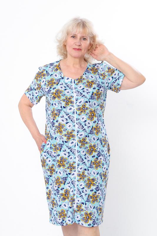 Damen Atmungsaktiver Sommer-Bademantel – Weiche Baumwolle Kulir mit durchgehendem Reißverschluss & Schicken Prints, Alltagskomfort, Sommer, 8205-002 HC