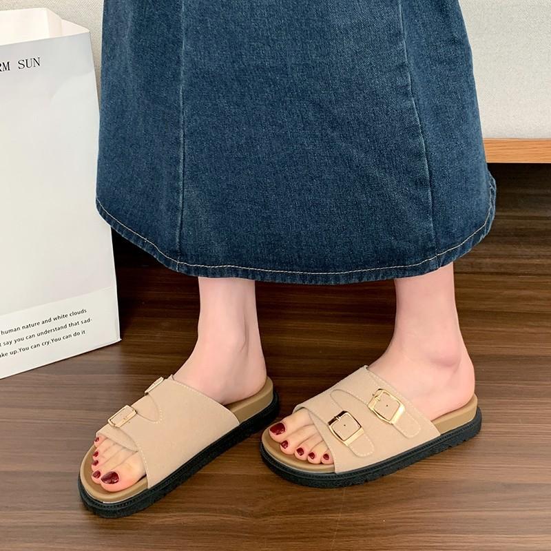 Height-increasing Thick-soled Slippers Women's Summer Large-size New with Skirt Retro Soft-soled Cool Slippers