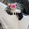 Romantic Wedding Car Floral Ribbon Bridal Wedding Bow Decoration Flower Car Door Handle Mirror Flowers Ceremony Party Decor