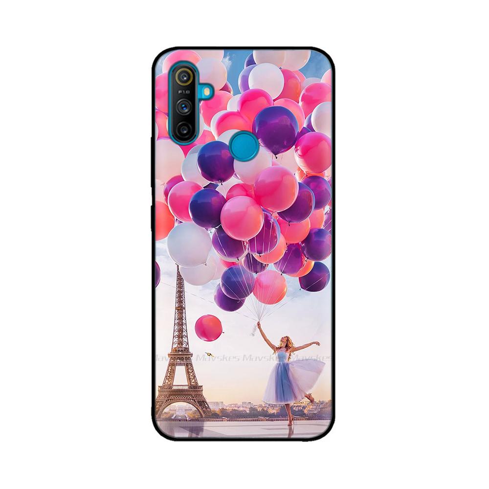 Etui do Realme C3 Miękkie Czarne Silikonowe TPU Wzór Tylna Klapka Do OPPO Realme C3 RMX2020 C 3 RealmeC3 Malowane Etui na Telefon Fundas