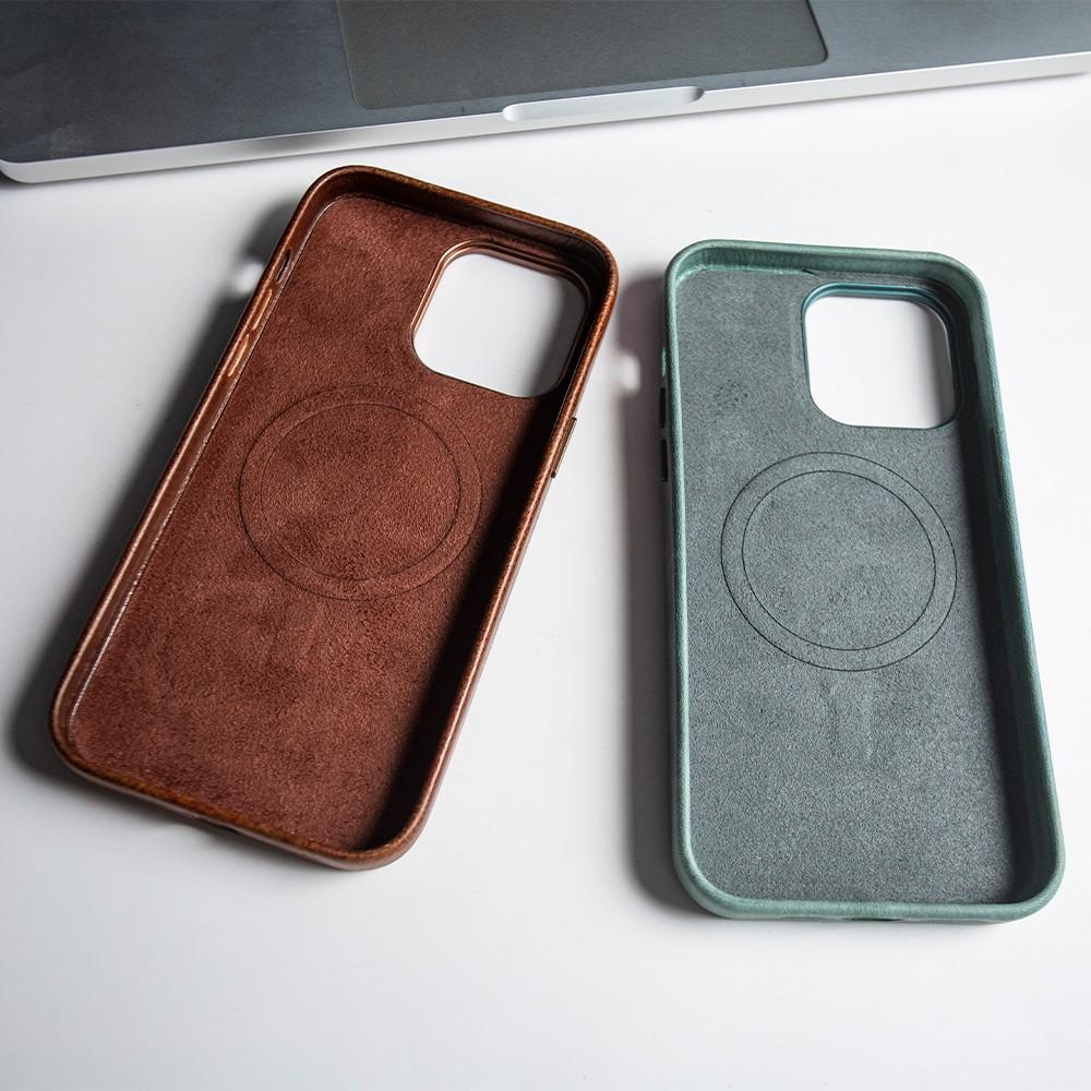 Luxury for Iphone15 Pro Max Magsafe Genuine Leather Cover Magnetic for Funda Iphone14Pro 13pro Full Coverage Carcasa Phone Coque