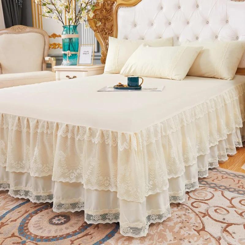 Lace Princess Bedspread Bed Skirt Style Dustproof Decorative Bedspread Big Heming 1.5/1.8/2m Mattress Anti Slip Protective Cover