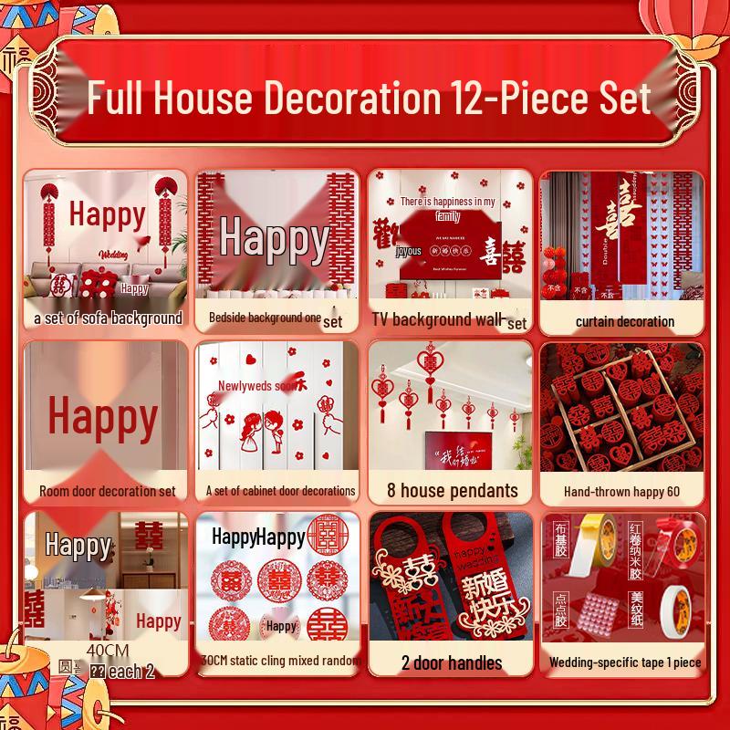 Wedding Ceremony Room Décor Set: Bridal & Groom's Room, Living Room Sofa & Background Wall Decorations