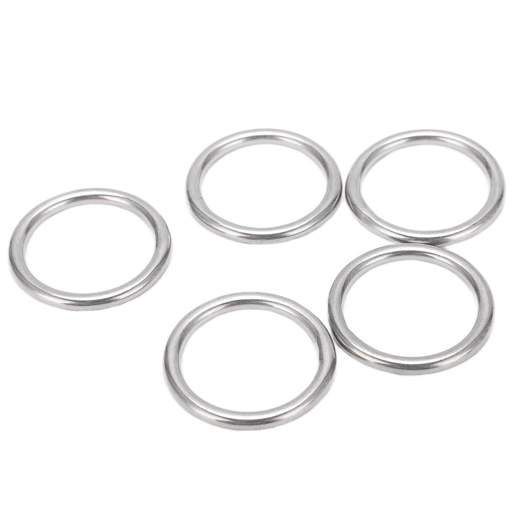 5PCS Welded O Ring Stainless Steel Marine Grade Round Ring for Sailing Diving Luggages4x30mm