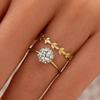 18K Gold Plated Rhinestone Snowflake Ring: European American Simulated Diamond Couple Rings