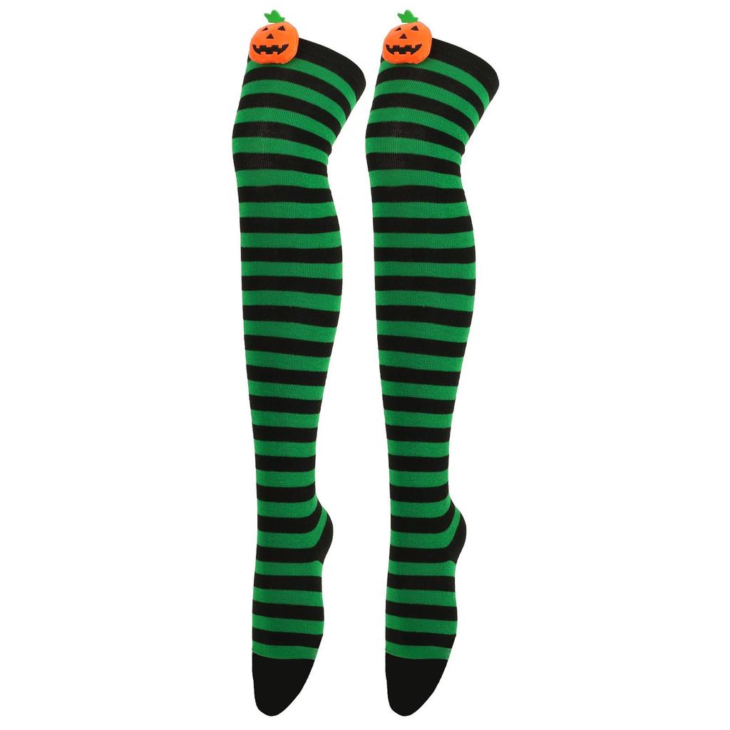 Women's Halloween Devil Over-the-Knee Cosplay Socks: European and American Striped Long Socks