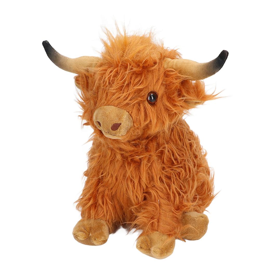 Simulation Highland Cow Plush Toy Lifelike Cute Soft Stuffed Animal Doll for Gifts Decoration 9.1in
