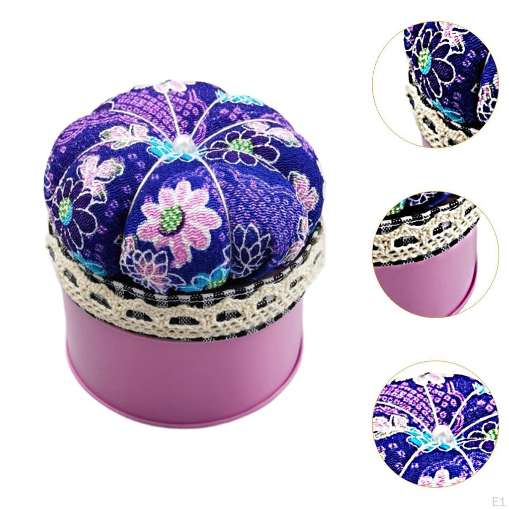 Needle Cushion Box Pin Cushions Head Holder Paper Clips Quilting Pumpkin Shaped